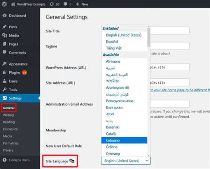 How do I change the language of a WordPress file?