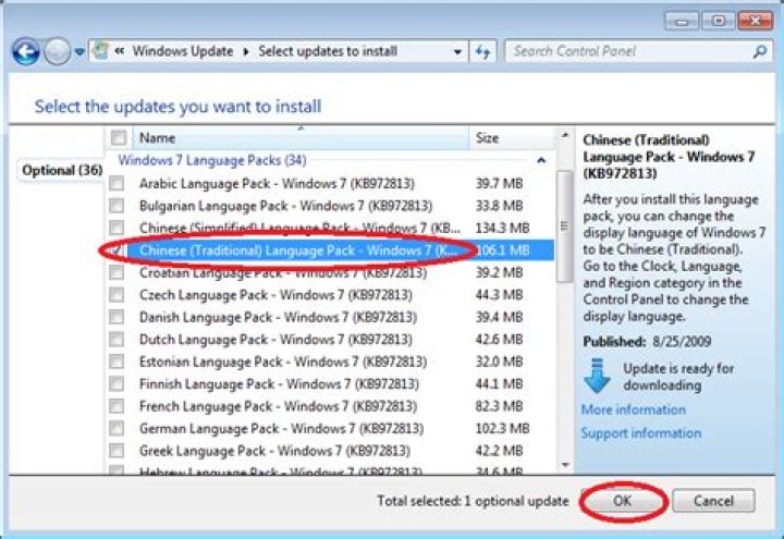 How do I download language packs for Windows 7 Professional?