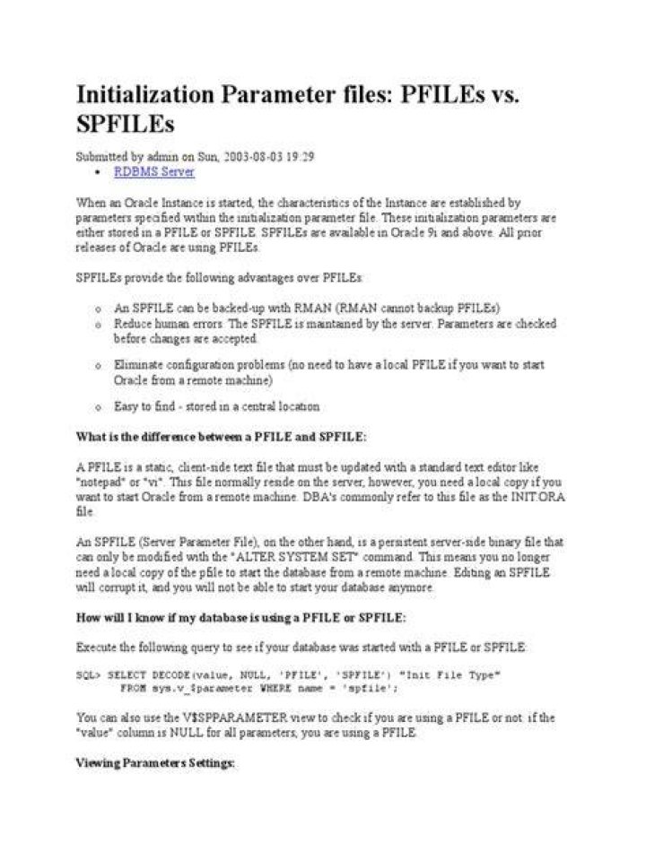 How do I know if I have Pfile or Spfile?