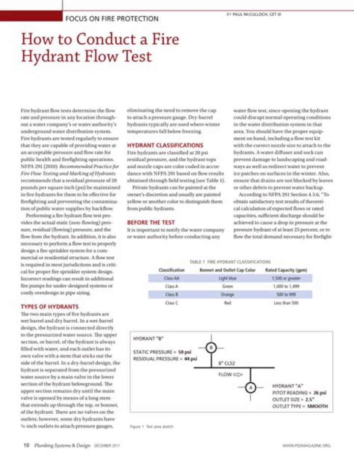 How do you conduct a fire hydrant flow test?