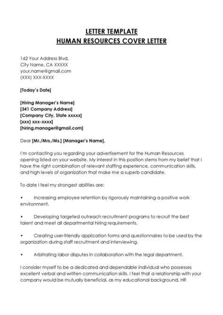 How do you write a letter of interest for human resources?