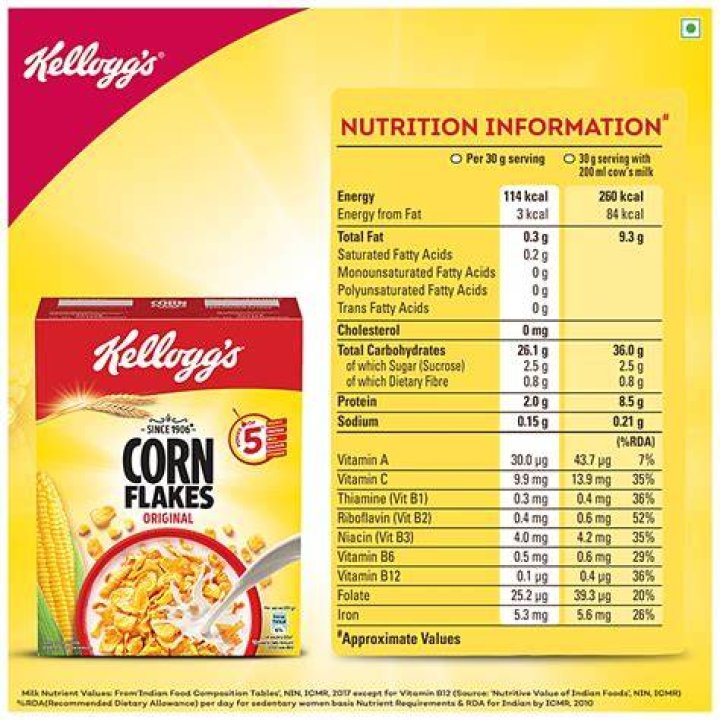 How many grams is a serving of corn flakes?