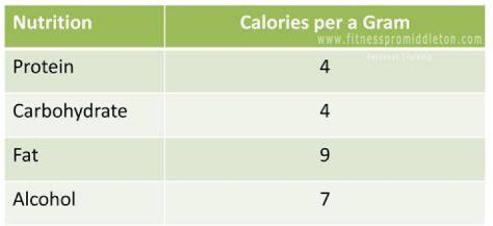 How many kcal is in a gram?