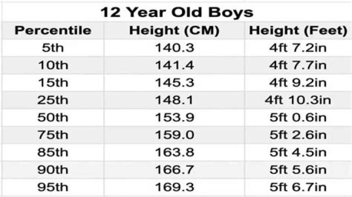 How tall should a 12 year old be in inches?