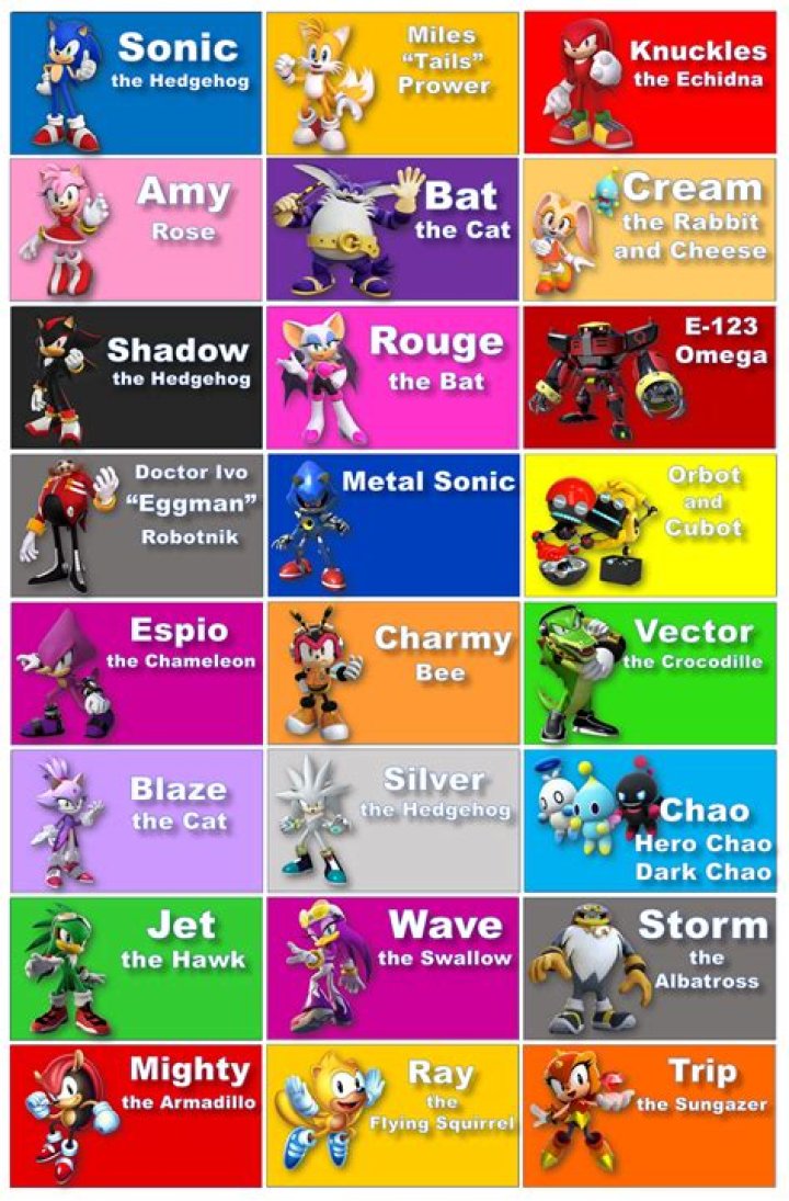 What are the characters names on Sonic?