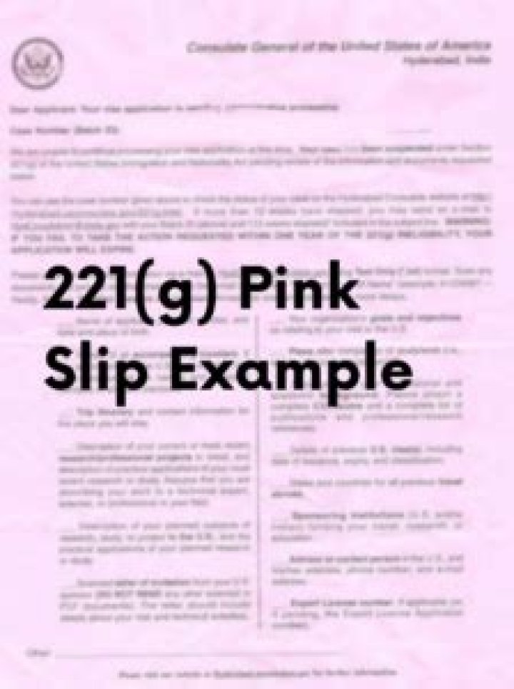 What does 221g pink slip mean?