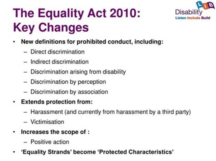 What has changed in the Equality Act 2010?