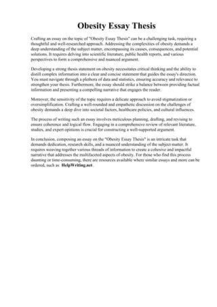What is a thesis statement for obesity?
