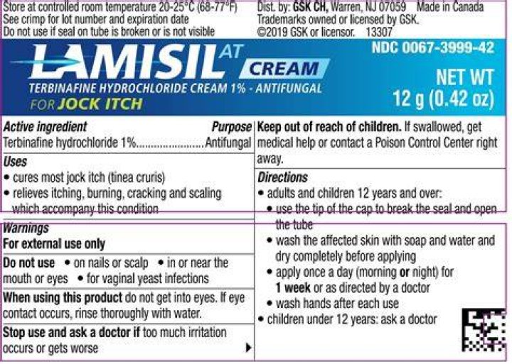 What is the active ingredient in Lamisil cream?