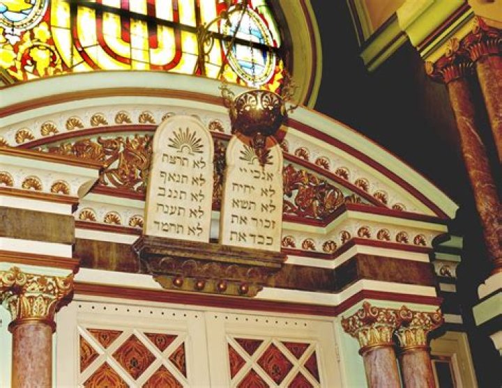 What is written above the ark in synagogue?