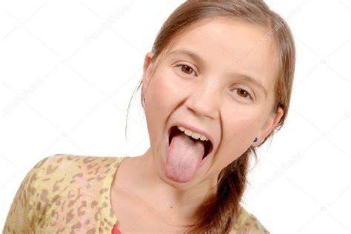 When a girl puts her tongue in her cheek?