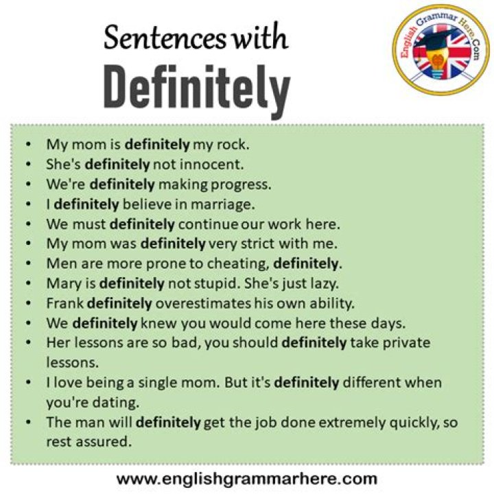 Where do you put definitely in a sentence?