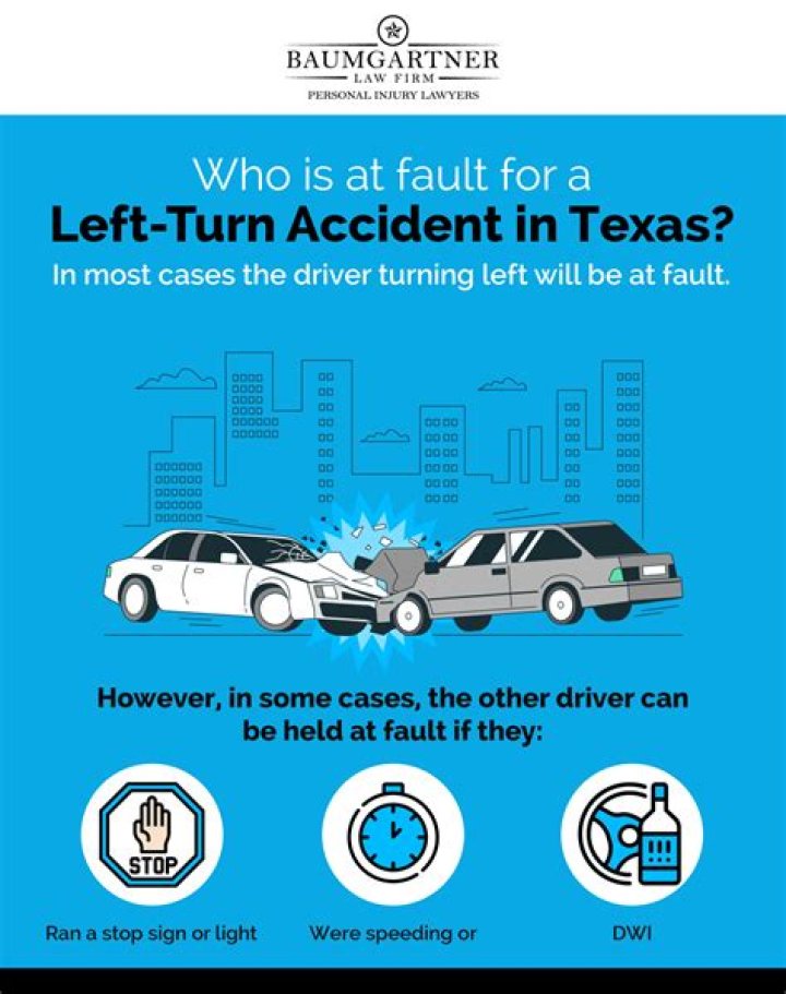 Who is at fault in a left turn accident?