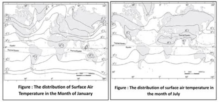 Why do isotherms shift northward from January to July?